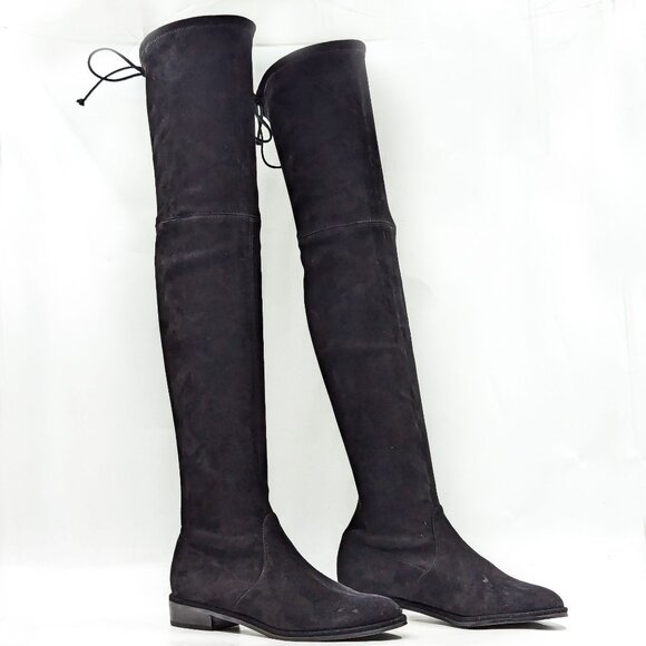 Stuart Weitzman Women Lowland Black Suede OTK fashion Boots size 8 - Picture 1 of 11